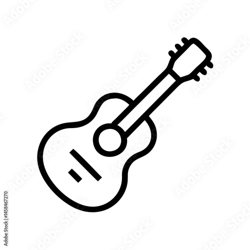Guitar icon in black outline. Music, creativity, artistic lifestyle