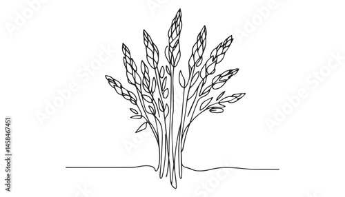 Continuous one single minimal line drawing flower