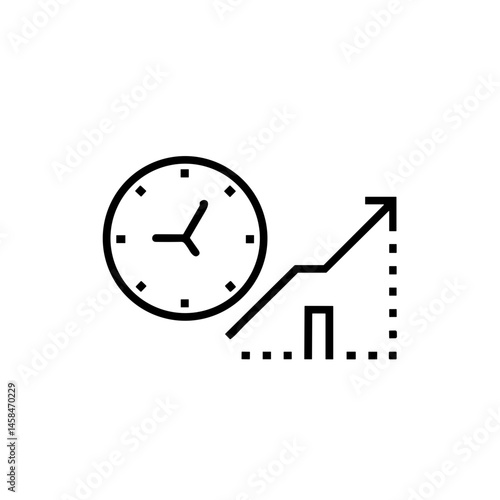 Peak Hours Traffic Time Graph Icon for Urban Planning - Ideal for Transportation Apps, Commuting Tools, Business Analytics, and Workplace Productivity Content
