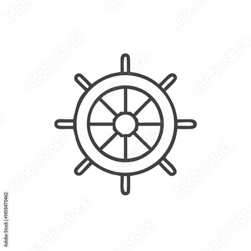 Steering Wheel Icon for Automotive Websites, Driving Schools and Transportation Apps - Simple Line Drawing for Vehicle Control and Navigation Interfaces