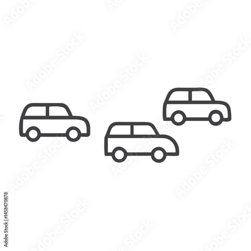 Traffic Jam Icon for Navigation Apps and Urban Transportation Systems - Simple Line Design for Traffic Alert Platforms and City Mobility Information Graphics