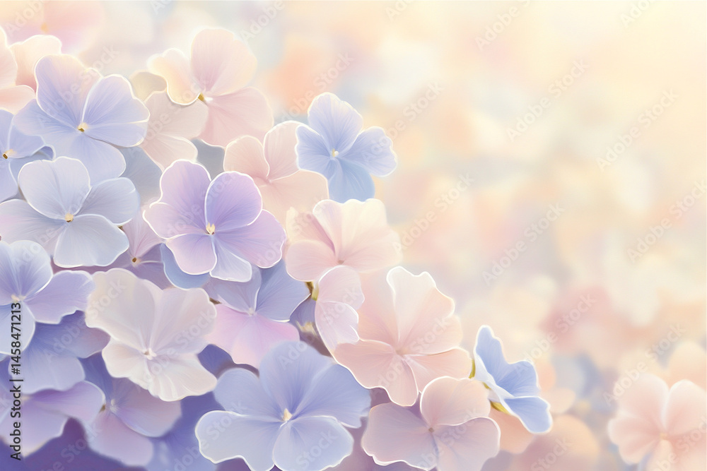 Soft pastel flower background with pink and blue petals, romantic dreamy floral texture Soft pastel flower background with pink and blue petals, romantic dreamy floral texture
