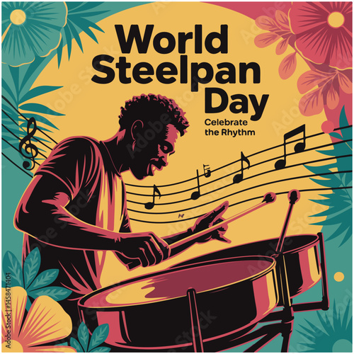 Celebrate vibrant Caribbean culture with steelpan music, unity, rhythm, joy, and pride.
