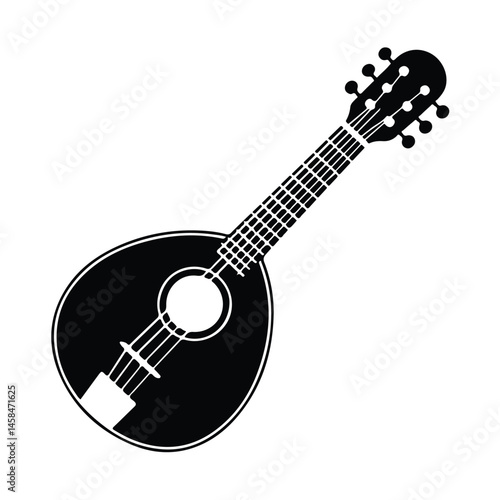 A silhouette of stringed instrument Icon vector on a white background
