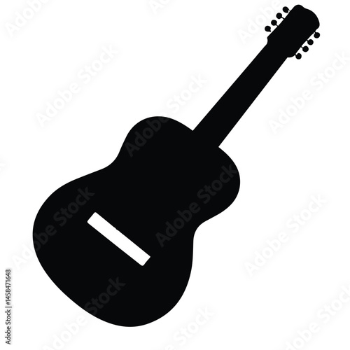 A silhouette of stringed instrument Icon vector on a white background