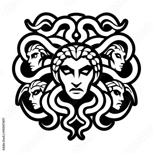 A glyph style icon of hydra symbol