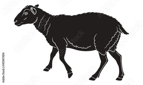 "Black Sheep Silhouette Illustration – Farm Animal Vector Graphic"