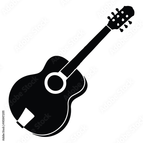 A silhouette of stringed instrument Icon vector on a white background