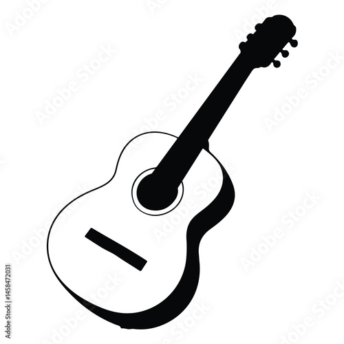 A silhouette of stringed instrument Icon vector on a white background