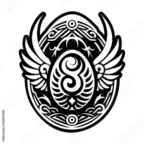 A glyph style icon showing cosmic egg