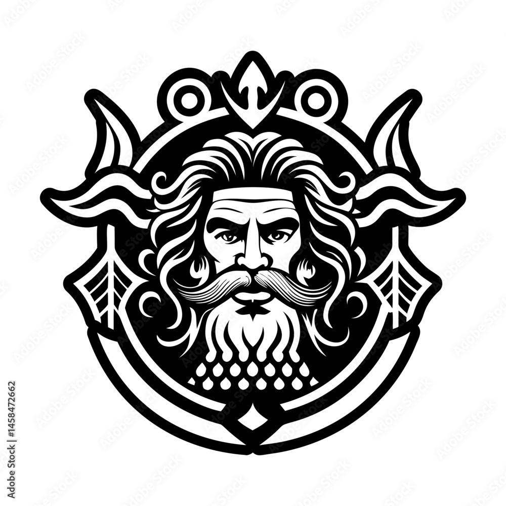A glyph style icon depicting pontus god