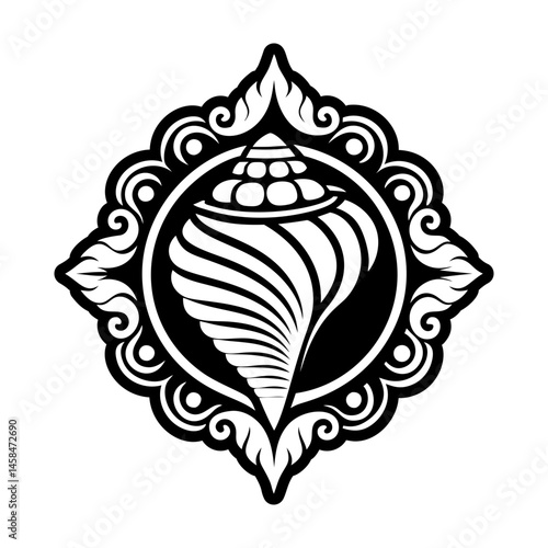 A solid style icon showing conch shell tattoo