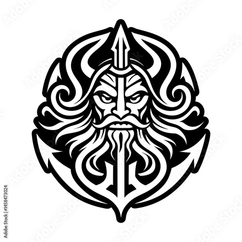 A filled style icon of poseidon water god