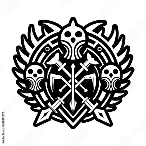 A filled style icon of phalanx symbol warrior tattoo