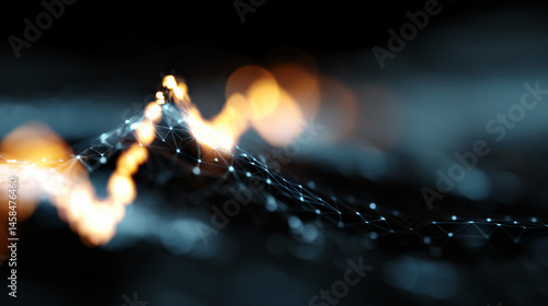 Master medical data connection exemplification with glowing mesh effects for healthcare websites.