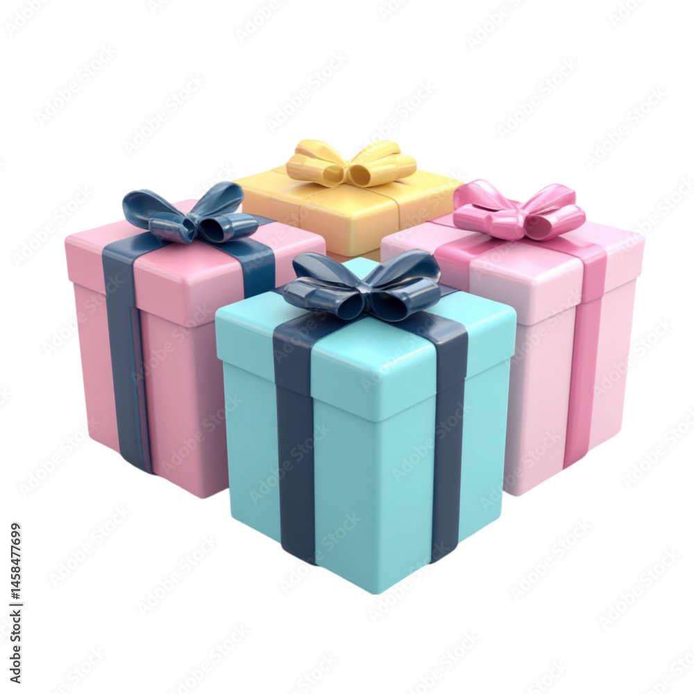 Obraz premium Pastel gift boxes with bows a colorful present collection