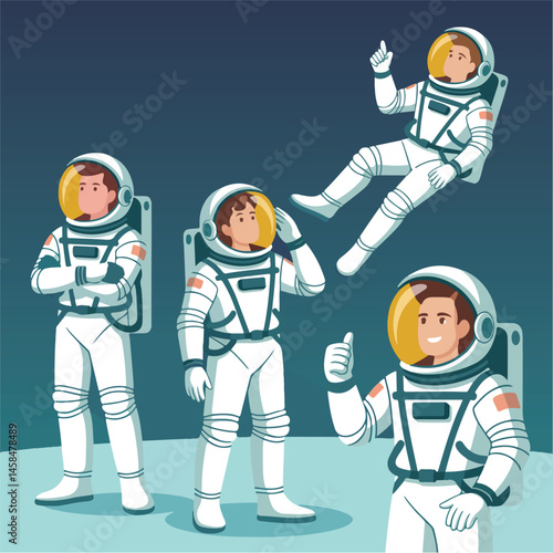 Modern astronaut in surreal sci-fi environment