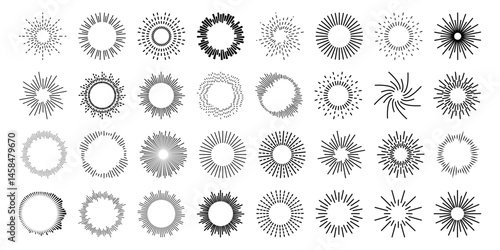 Set circular equalizer. Audio waves for music sounds. Abstract radial radio and voice volume symbol.