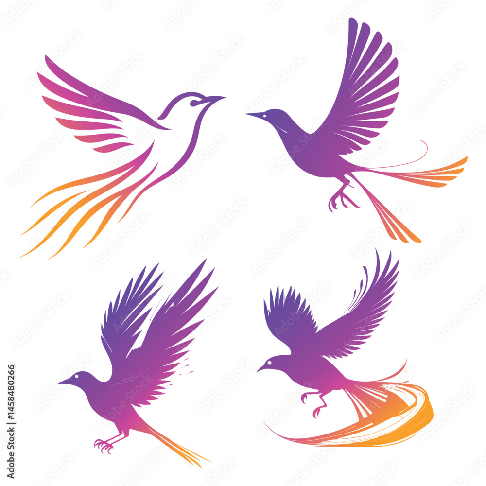 Fototapeta premium vector illustration of a set of birds