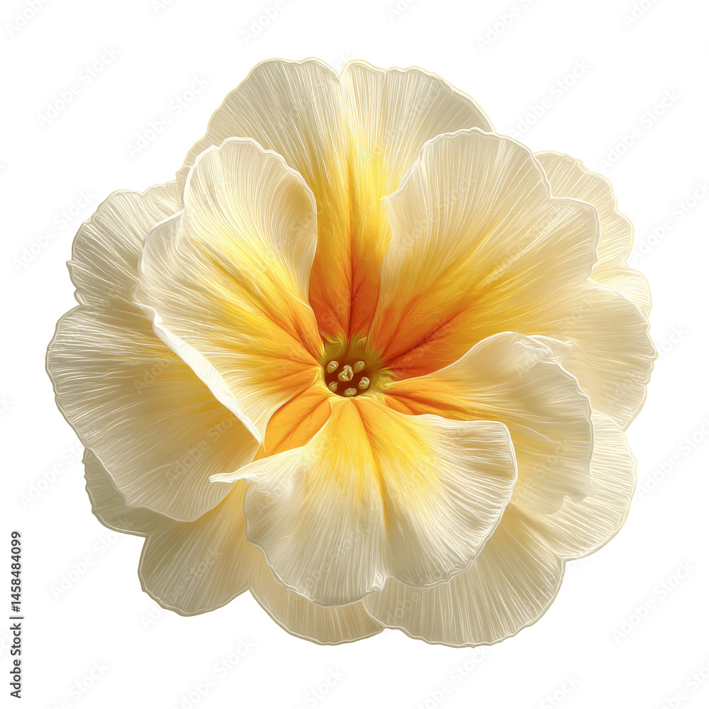 Fototapeta premium Close-up of a Delicate Cream and Yellow Primrose Flower