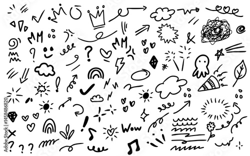 Hand Drawn assortment Doodle scribble element