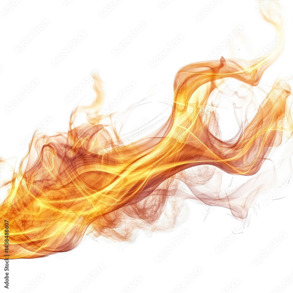 Fototapeta premium Abstract Swirls of Golden Hues on Transparent Background, Fluid Art Design Elements