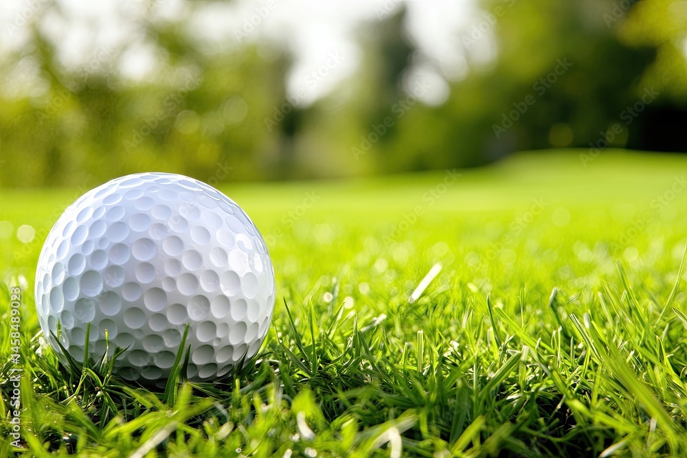 Golf ball on a green fairway Golf ball on a green fairway