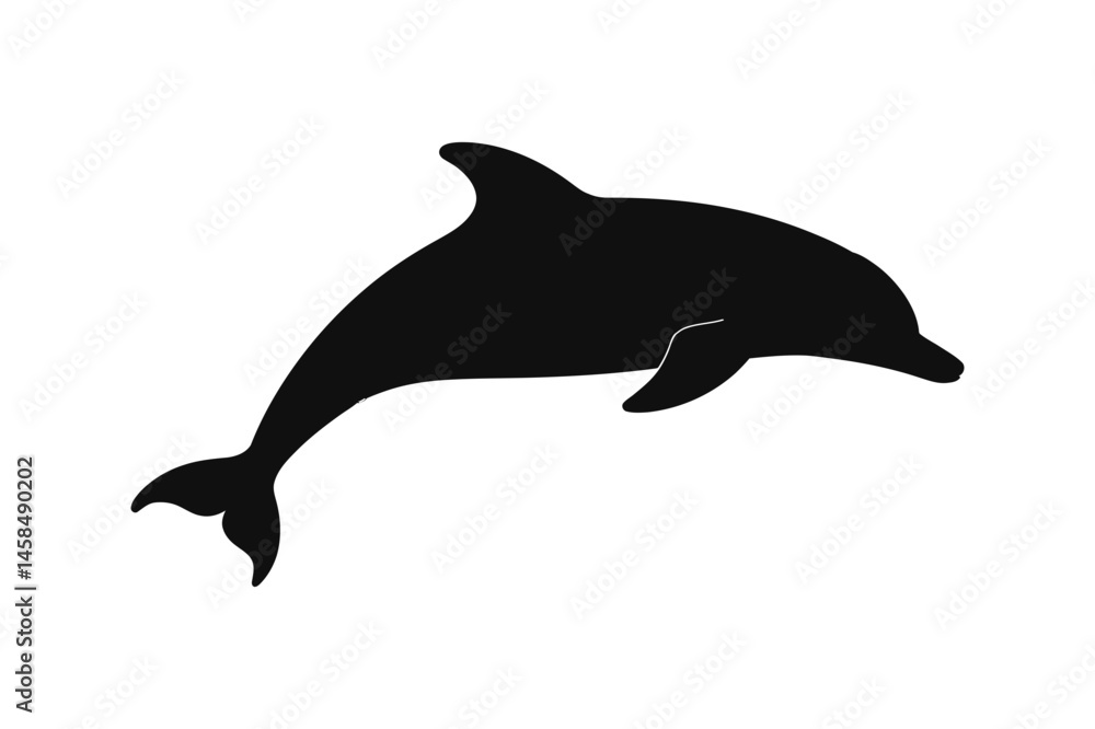 Fototapeta premium Silhouette of a cute dolphin jumping out of water