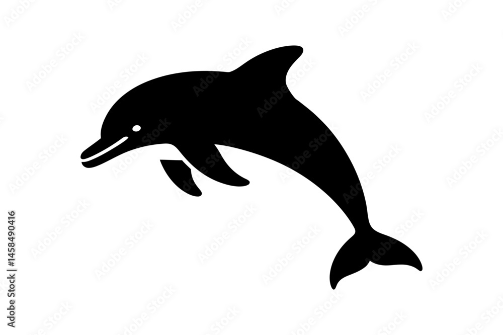 Fototapeta premium Dolphin silhouette ocean animal sea life vector art