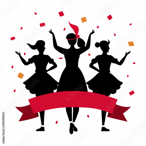 Traditional Dance Silhouettes for a Culturally Rich and Bold Vector Illustration