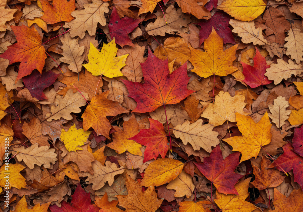 A rich tapestry of autumn leaves displaying a wide spectrum of fall colors. A rich tapestry of autumn leaves displaying a wide spectrum of fall colors.
