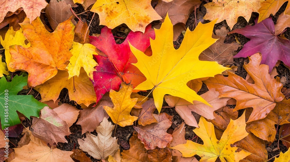 Colorful Autumn Leaves on Ground Creating a Natural Tapestry Colorful Autumn Leaves on Ground Creating a Natural Tapestry