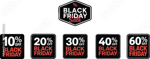 Black Friday Discount Badge Set Sale Promotion Labels