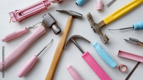 Wallpaper Mural Assorted dental tools and instruments on a white surface for dental care or dentistry work Torontodigital.ca