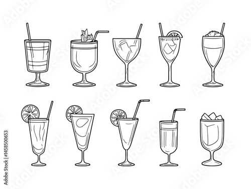 hand drawn daiquiri beverage outline for menus