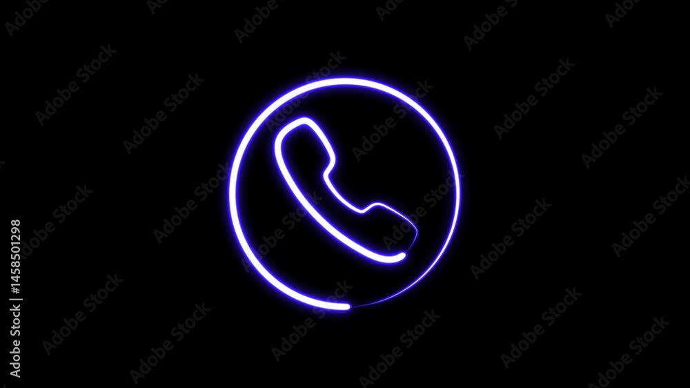 glowing neon call icon animation on black background,merenda color calling icon animation onb black background, glowing neon call icon animation on black background,merenda color calling icon animation onb black background,