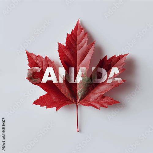 Maple Leaf Typography Design 'CANADDA' Text Aligned to Leaf Outline on White Background