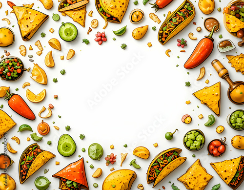 Arrangement of Taco, Chips, and Fruits Food Still Life