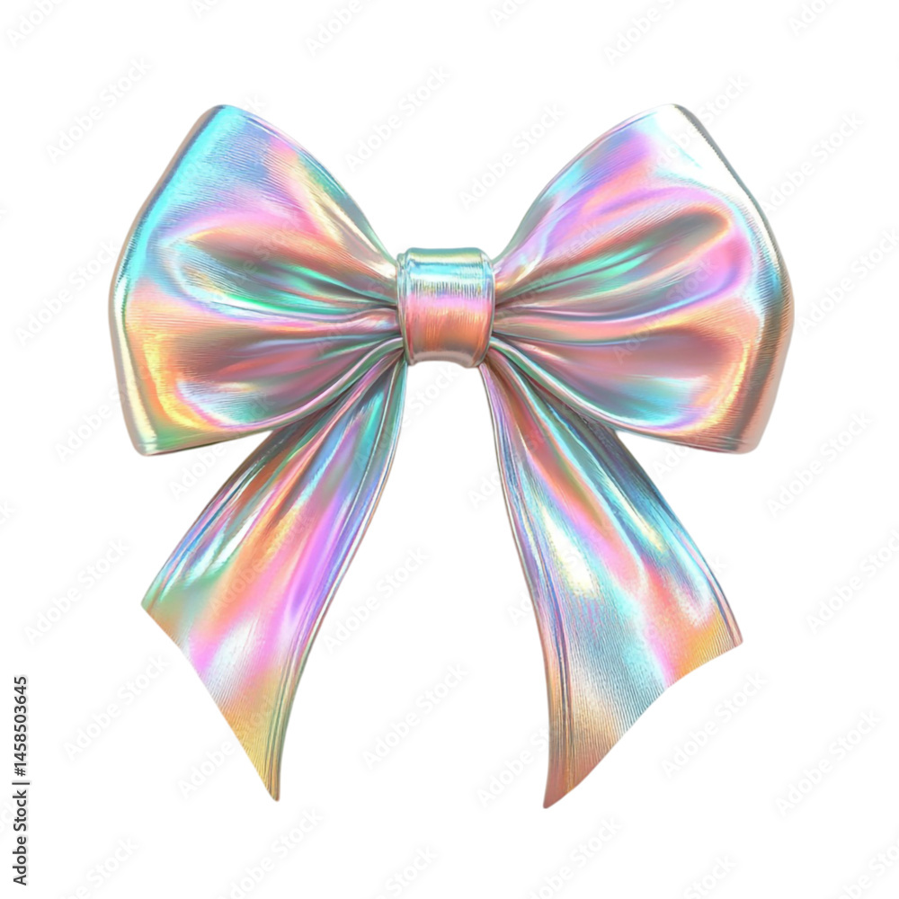 Iridescent bow tie on a multicolored striped background Iridescent bow tie on a multicolored striped background