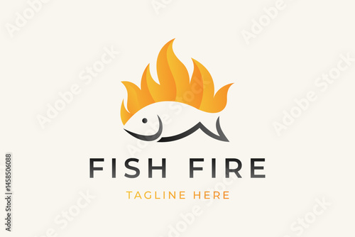 Fire Fish Logo design vector