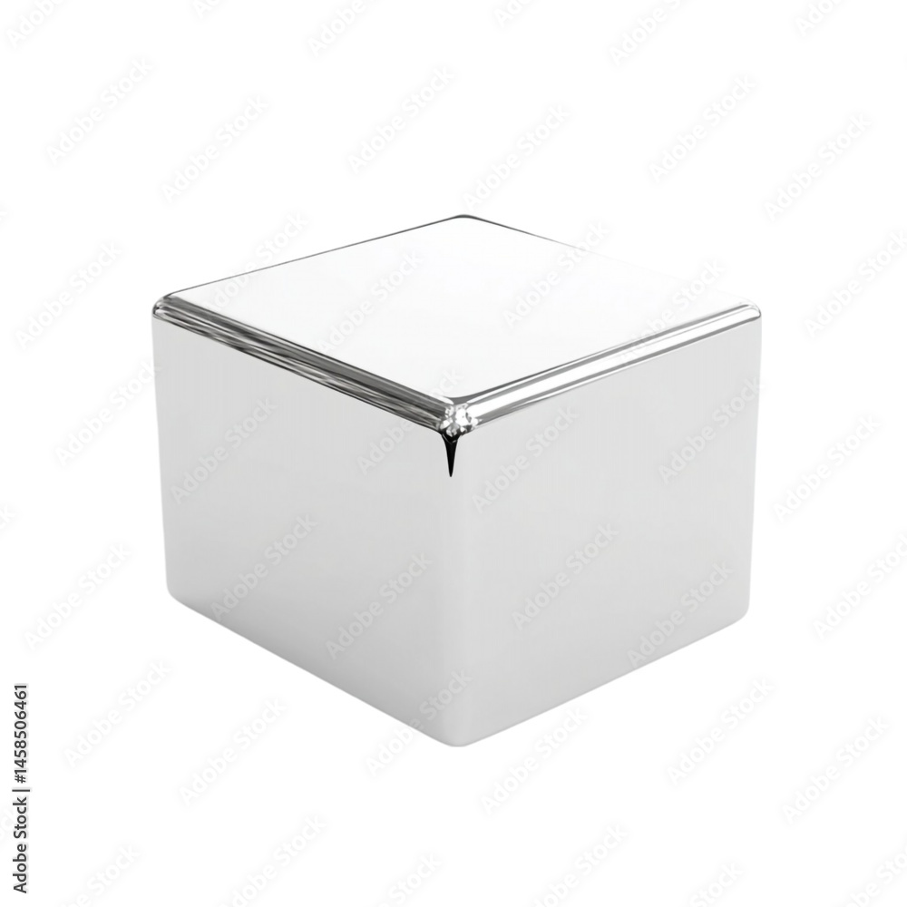 White cube box with silver metallic trim modern design product packaging White cube box with silver metallic trim modern design product packaging