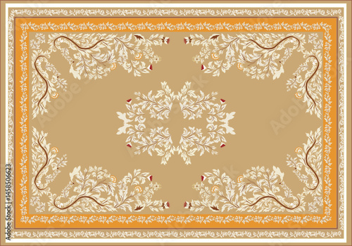 Luxury floral Persian rug original Design Oreintal Flora Damasks embroidery, Persian style. art ornament print.Design for carpet, cover.wallpaper, wrapping, fabric, clothing, tribal vector texture.