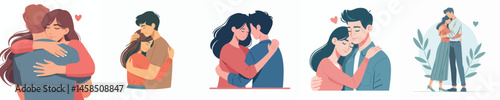 warm hug vector of male and female couple