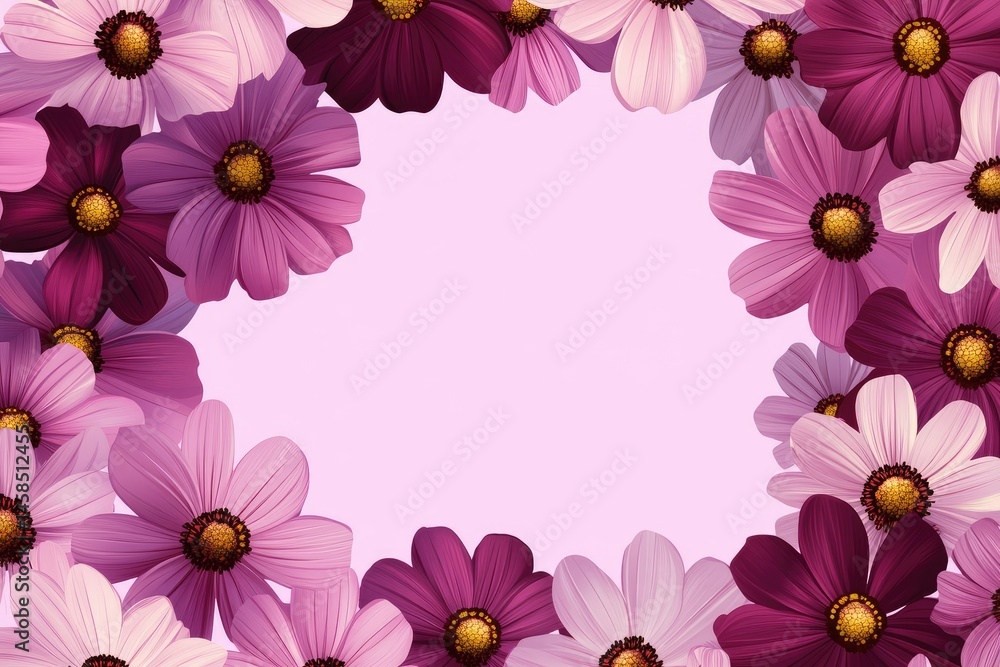 Floral frame of cosmos flowers Floral frame of cosmos flowers