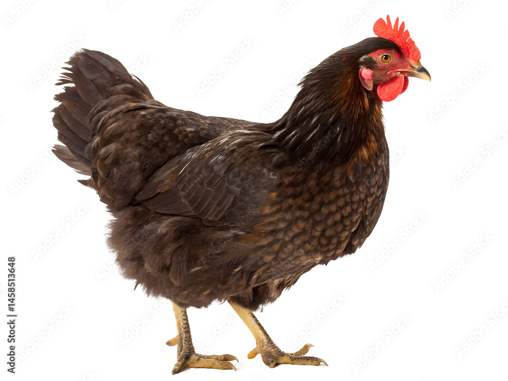 Fototapeta premium Majestic Brown Chicken Standing Tall on White transparent PNG Background