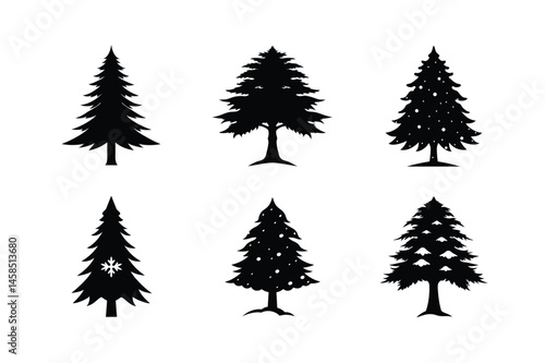 Cedar Tree Silhouette Vector Bundle | SVG  Clip art for Nature & Outdoor Designs