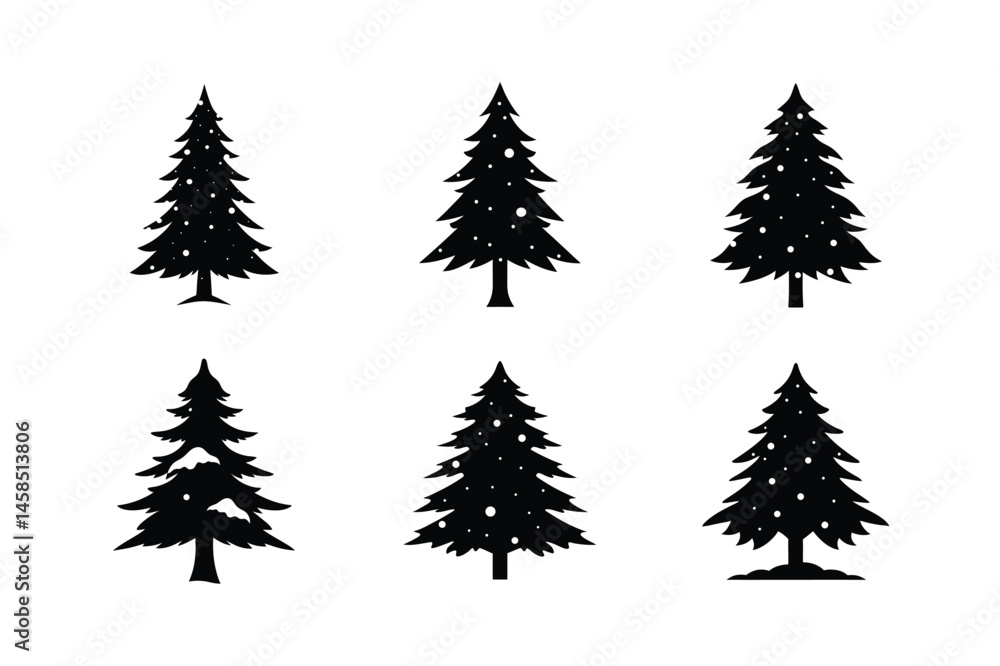 Obraz premium Cedar Tree Silhouette Vector Bundle | SVG Clip art for Nature & Outdoor Designs