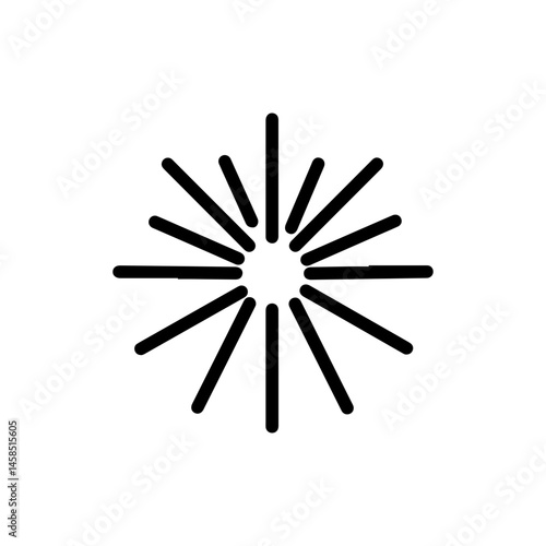 Path Tracing Render Icon with Ray Lines - Black Filled Design