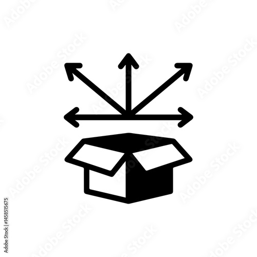 Symmetry Line Icon Over Box with Arrows
