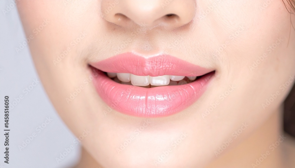 Fototapeta premium Soft focus of perfect pink lips and natural beauty
